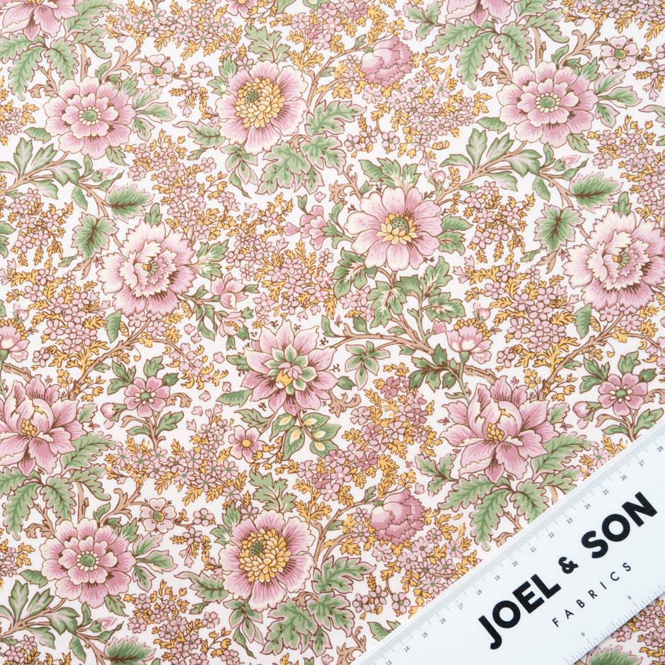 Pink 'Vine Garden' Liberty Cotton Tana Lawn