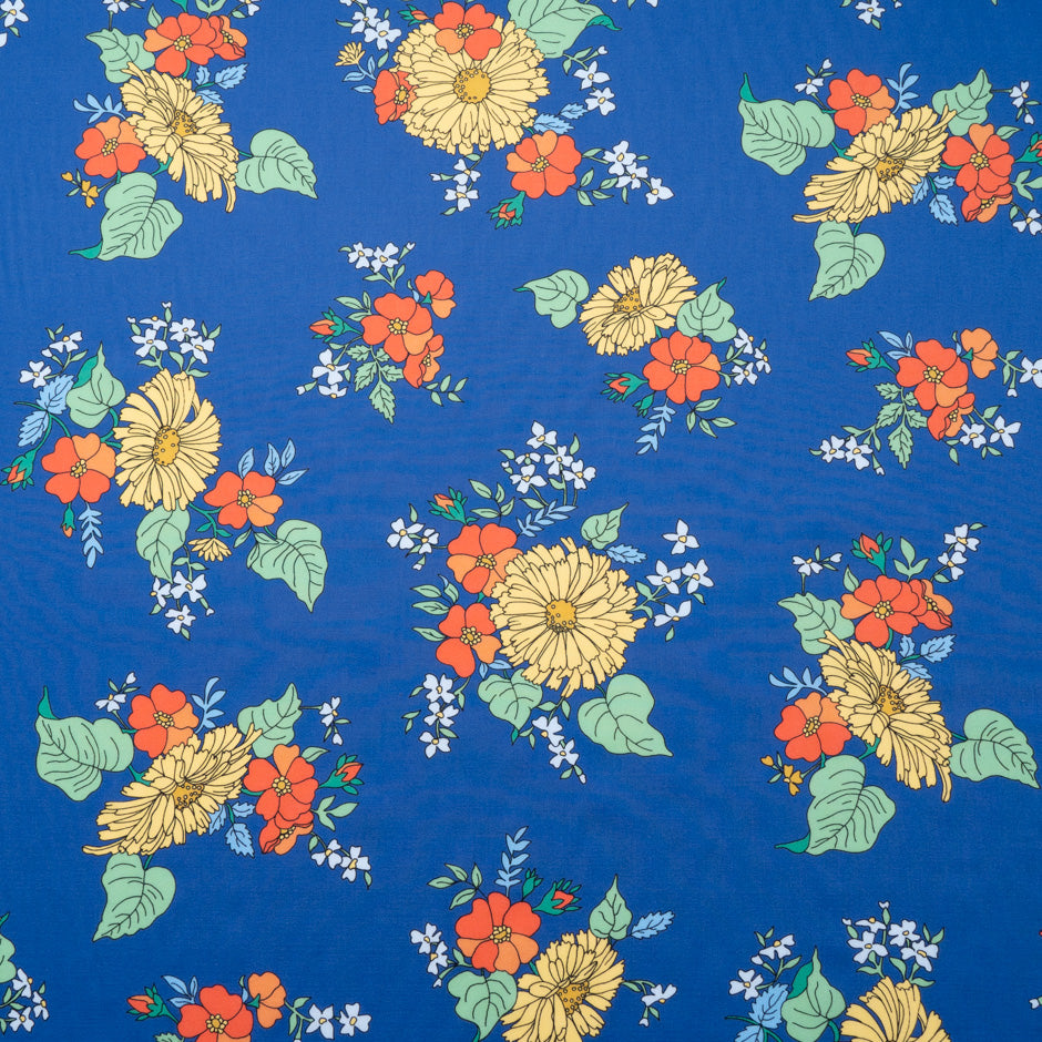 Floral Printed Blue Liberty 'Tropical Sprig' Cotton Tana Lawn