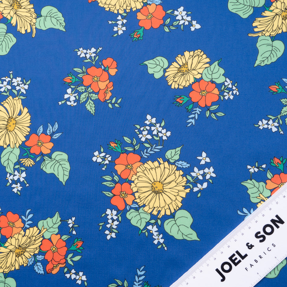 Floral Printed Blue Liberty 'Tropical Sprig' Cotton Tana Lawn