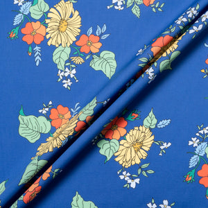 Floral Printed Blue Liberty 'Tropical Sprig' Cotton Tana Lawn
