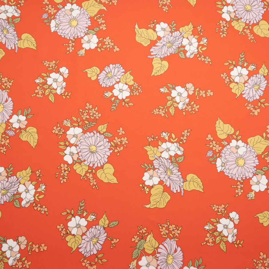 Floral Printed Red Liberty 'Tropical Sprig' Cotton Tana Lawn