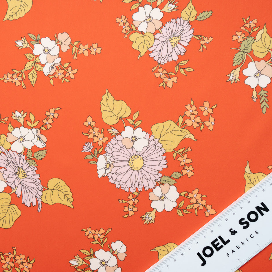 Floral Printed Red Liberty 'Tropical Sprig' Cotton Tana Lawn