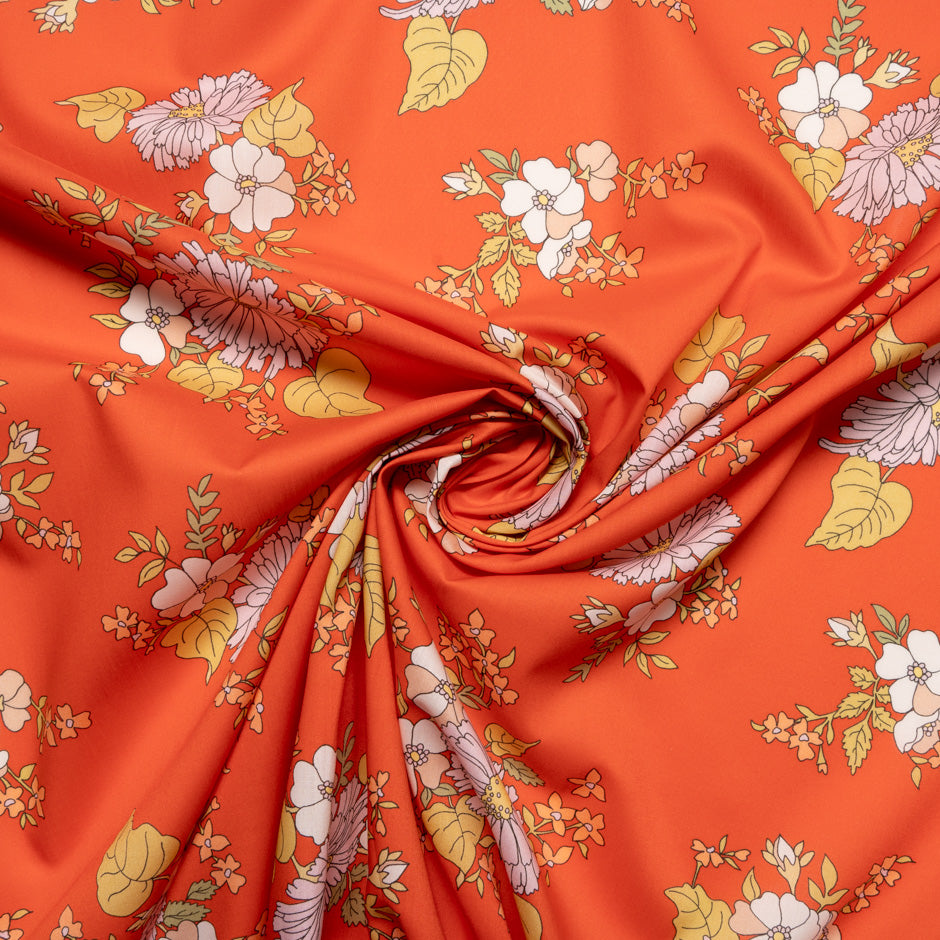 Floral Printed Red Liberty 'Tropical Sprig' Cotton Tana Lawn
