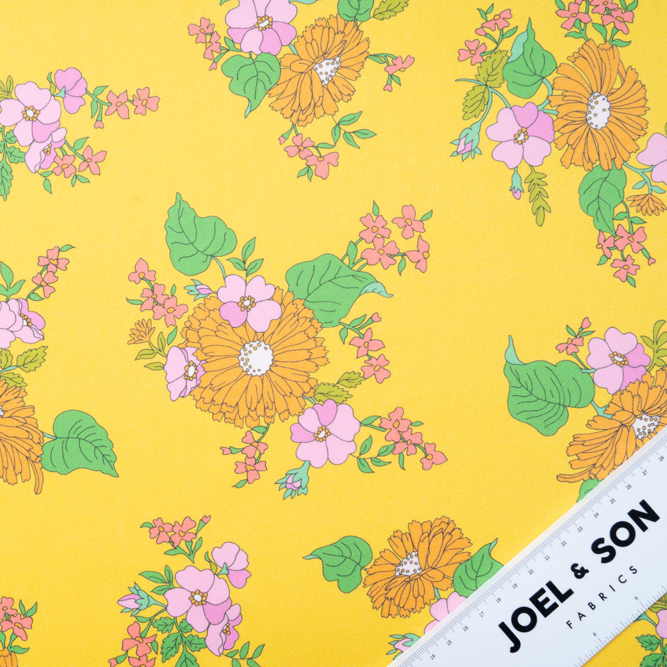 Floral Printed Yellow Liberty 'Tropical Sprig' Cotton Tana Lawn