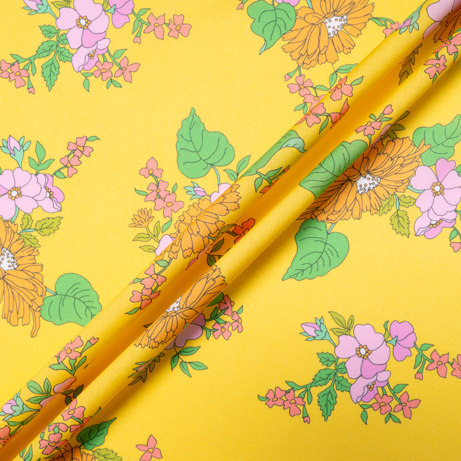 Floral Printed Yellow Liberty 'Tropical Sprig' Cotton Tana Lawn