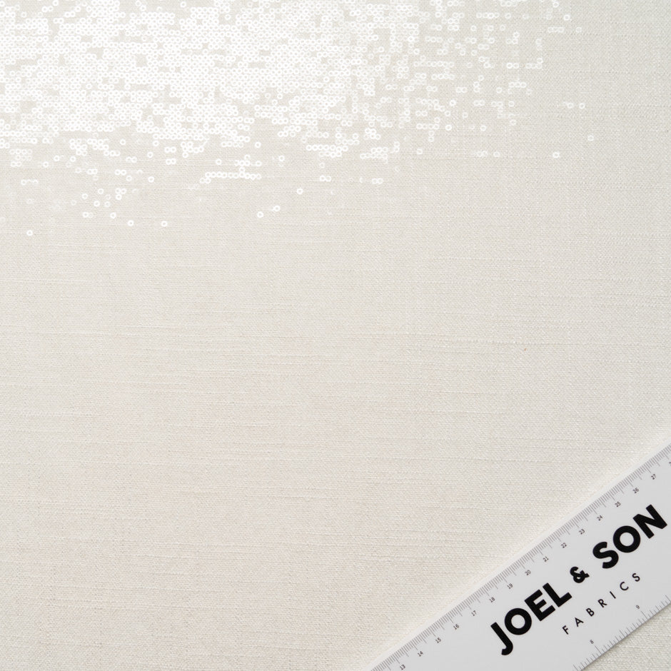 Cream Sequin Embroidered Linen Blend