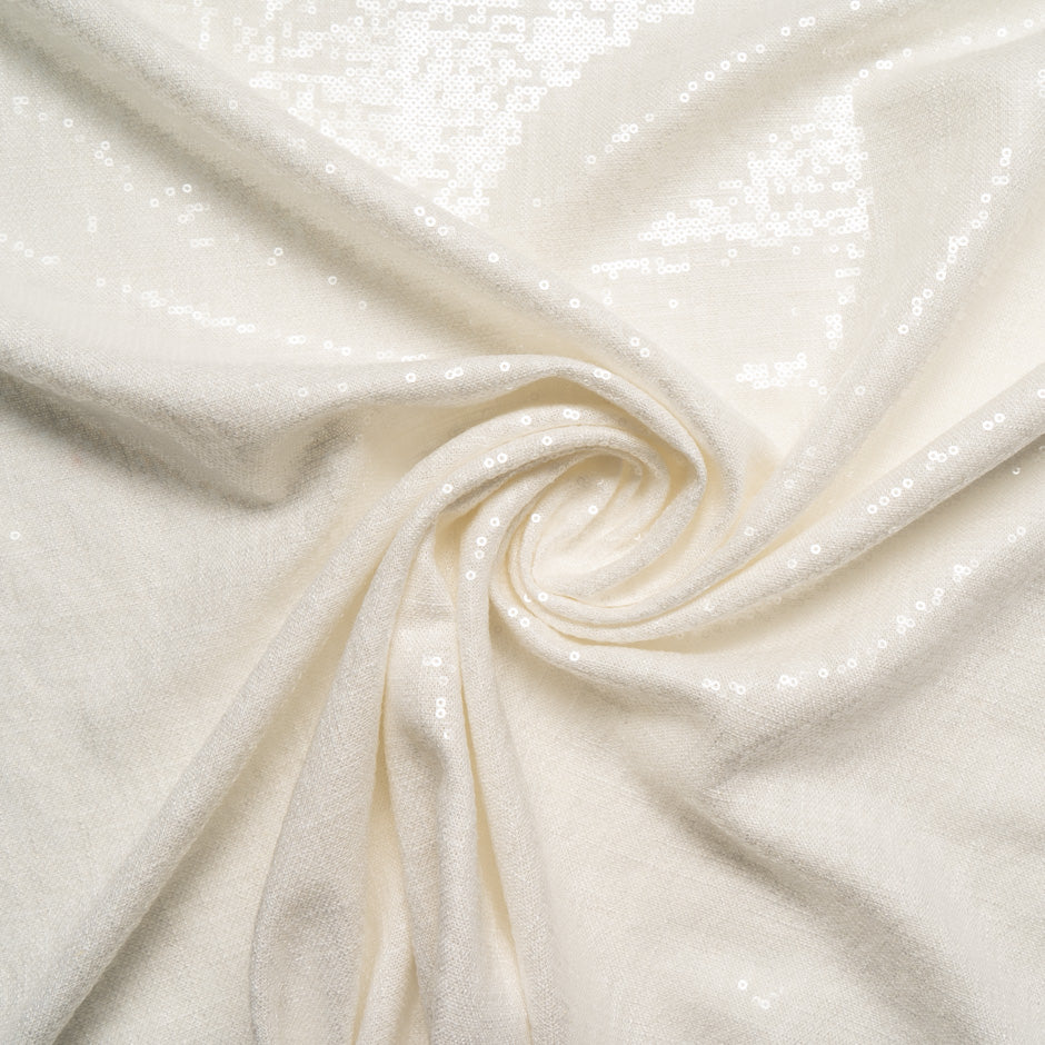 Cream Sequin Embroidered Linen Blend