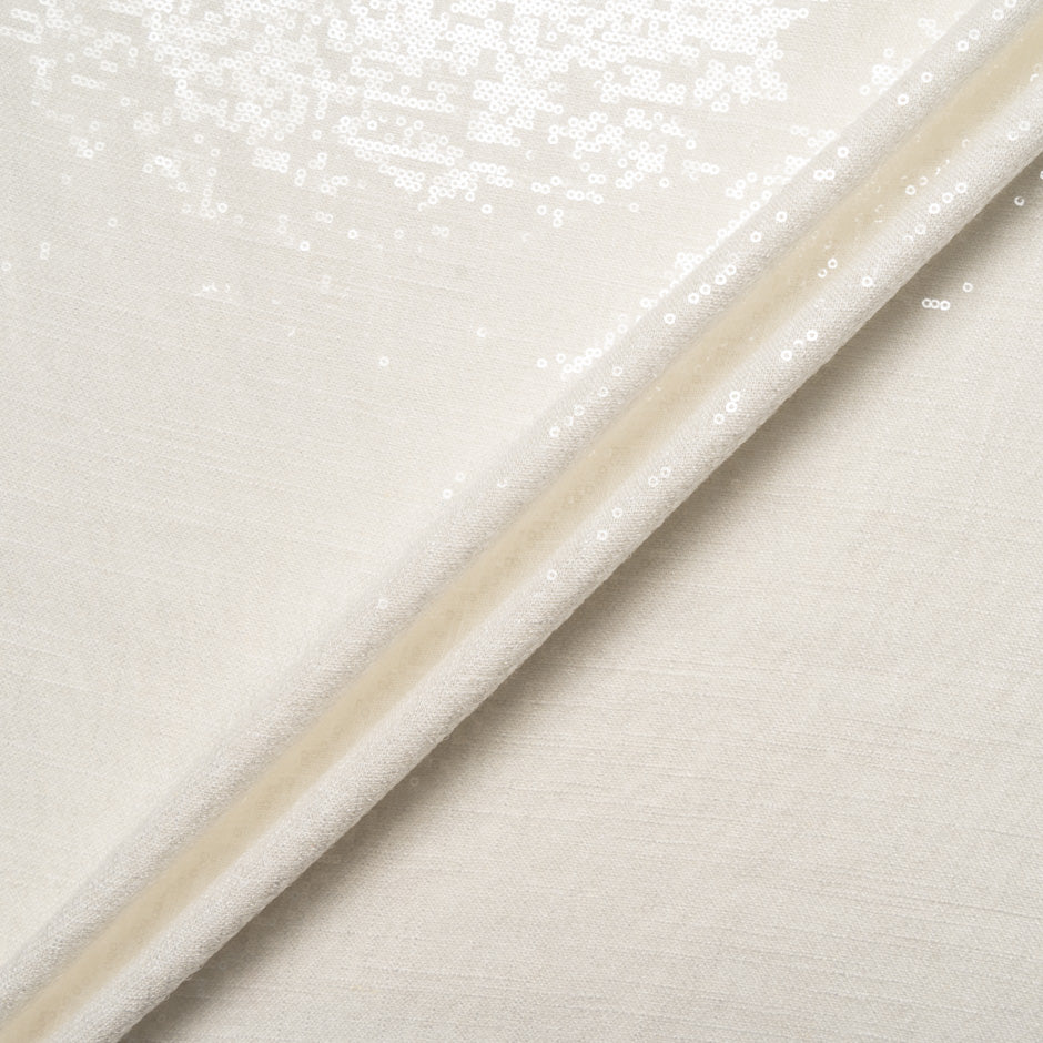 Cream Sequin Embroidered Linen Blend