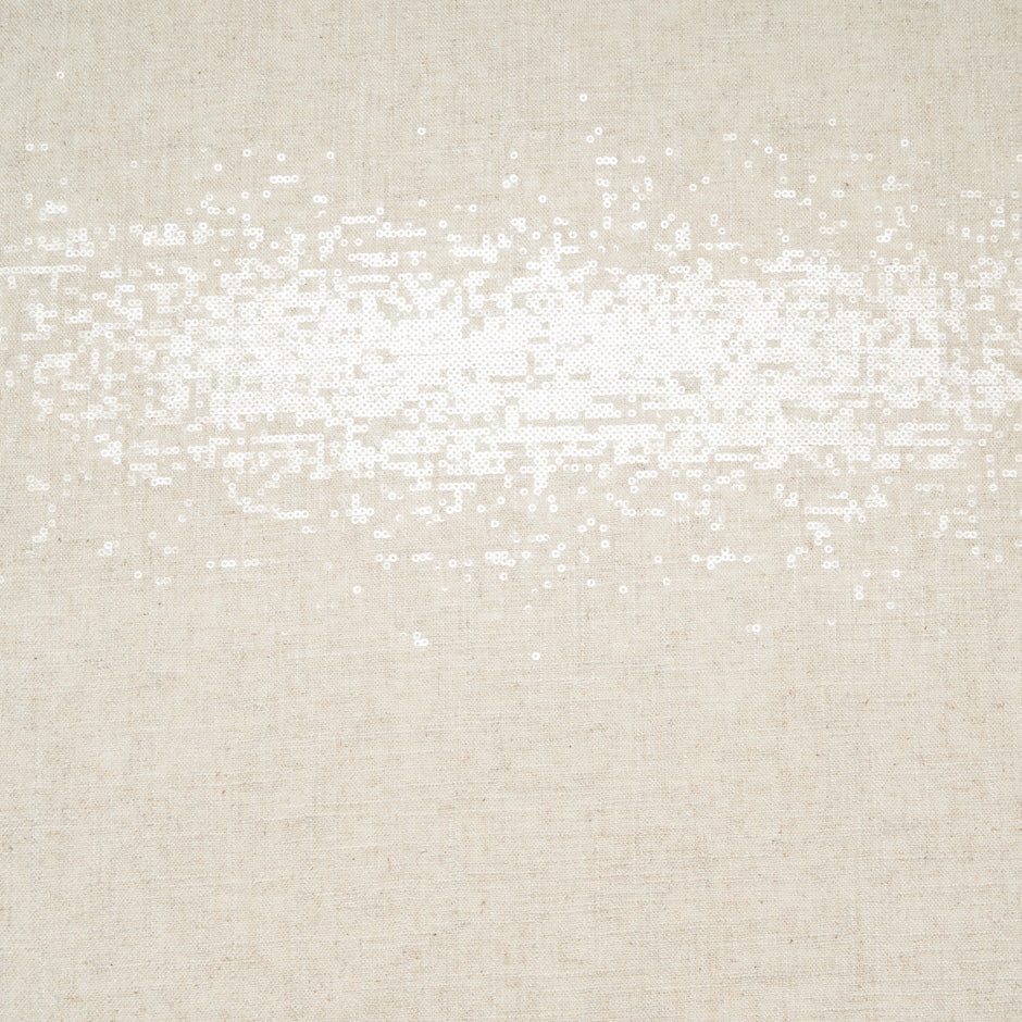 Oatmeal Coloured Sequin Embroidered Linen Blend