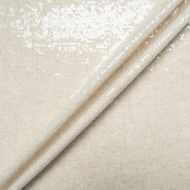 Oatmeal Coloured Sequin Embroidered Linen Blend