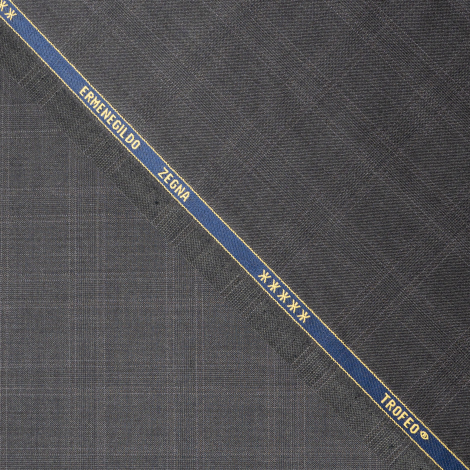 Grey & Brown Checkered Trofeo Pure Wool Suiting