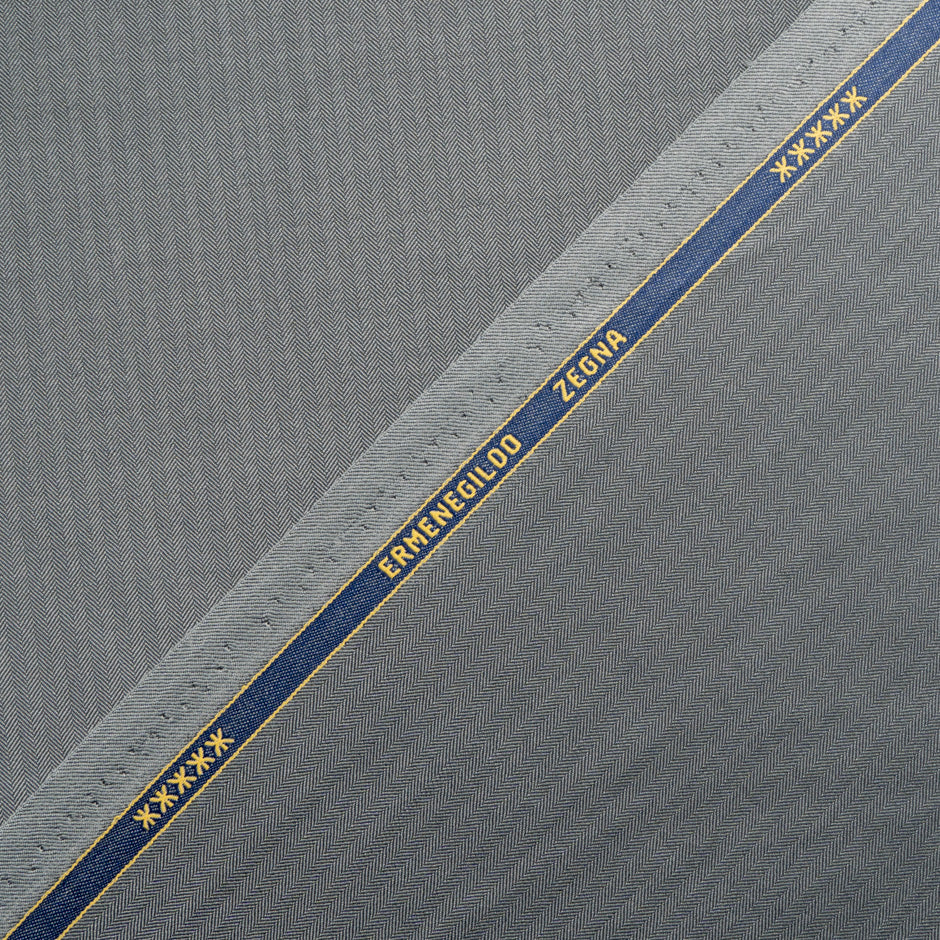 Slate Grey Herringbone Trofeo Pure Wool Suiting