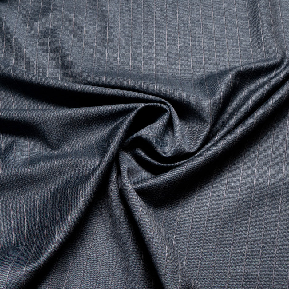 Grey Striped Superfine Trofeo Pure Wool Suiting
