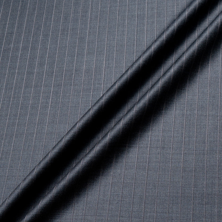 Grey Striped Superfine Trofeo Pure Wool Suiting