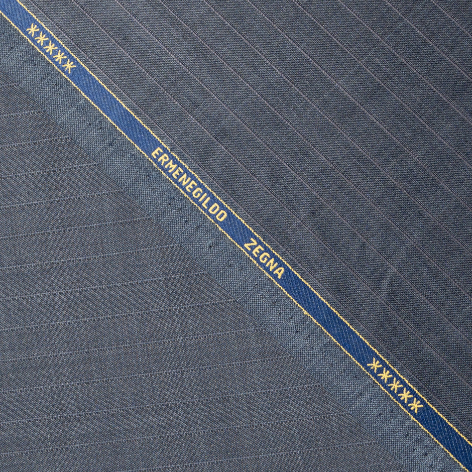 Grey Striped Superfine Trofeo Pure Wool Suiting