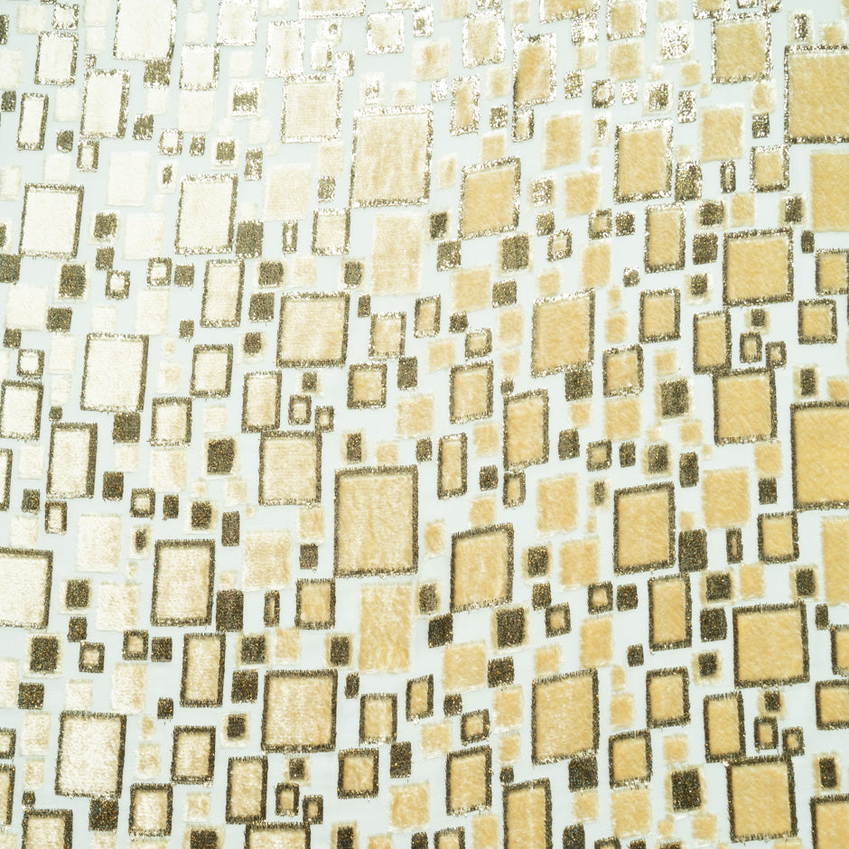 Yellow & Gold Retro Silk Blend Devoré Velvet