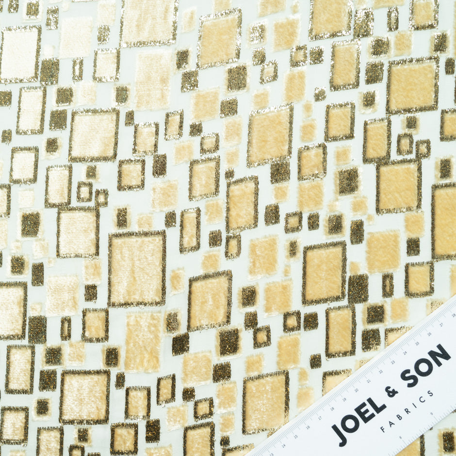 Yellow & Gold Retro Silk Blend Devoré Velvet