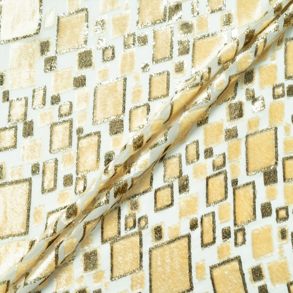Yellow & Gold Retro Silk Blend Devoré Velvet