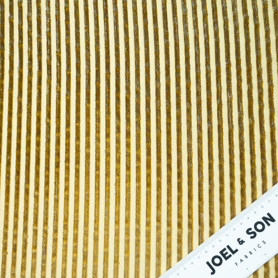 Rich Gold Striped Silk Blend Devoré Velvet