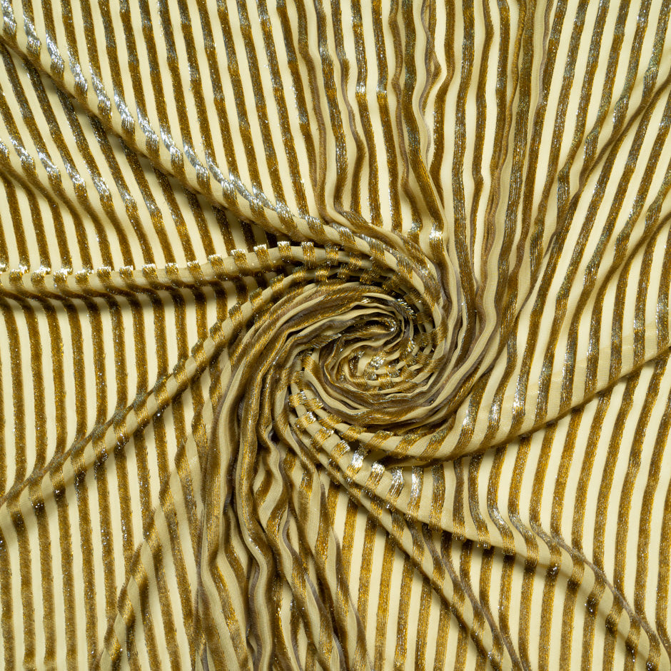 Rich Gold Striped Silk Blend Devoré Velvet