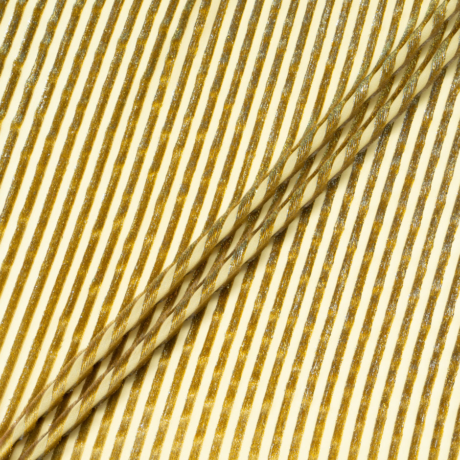 Rich Gold Striped Silk Blend Devoré Velvet