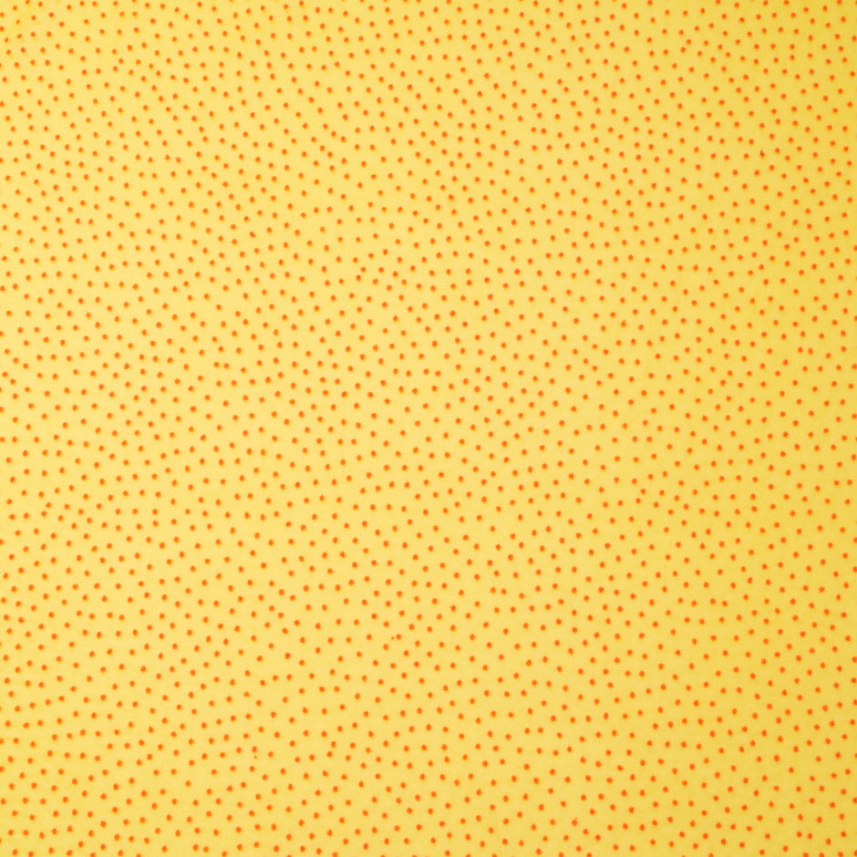 Bright Orange Flock Spotted Yellow Silk Georgette