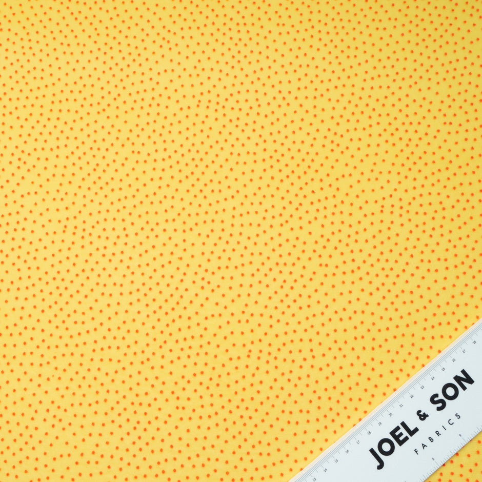 Bright Orange Flock Spotted Yellow Silk Georgette