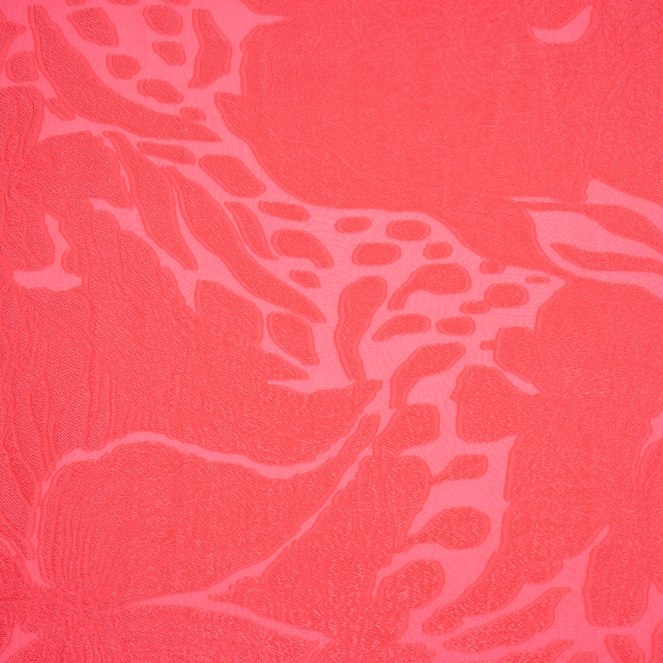Bright Cherry Pink Patterned Silk Georgette Jacquard