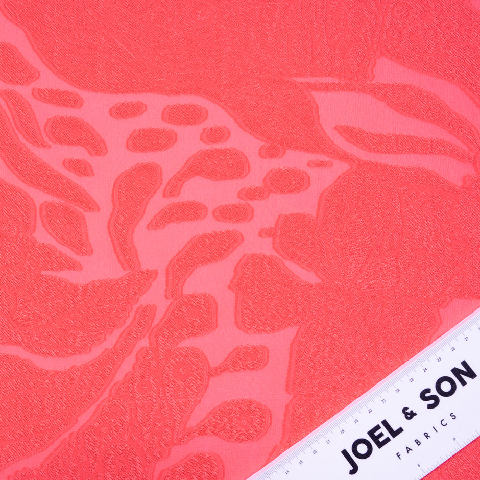 Bright Cherry Pink Patterned Silk Georgette Jacquard