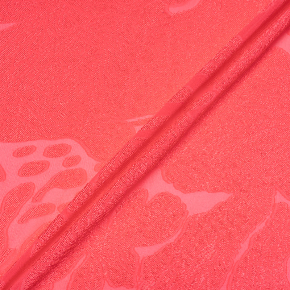 Bright Cherry Pink Patterned Silk Georgette Jacquard
