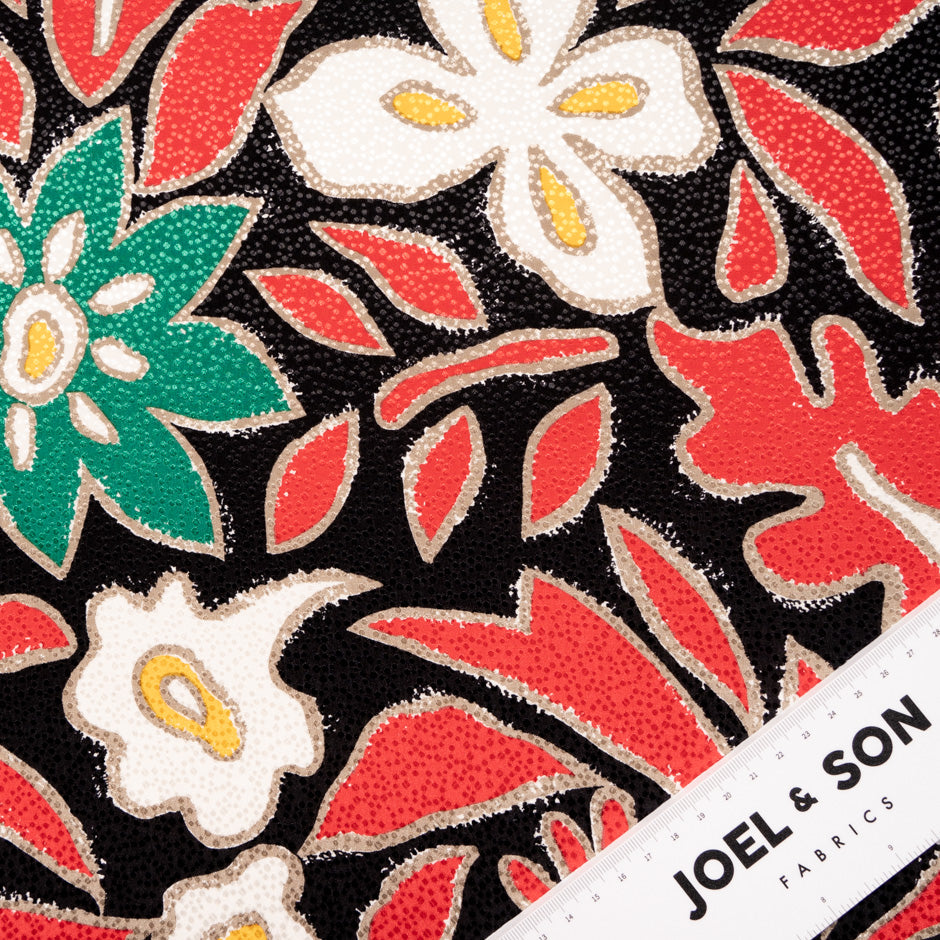 Large Floral Printed Silk Jacquard