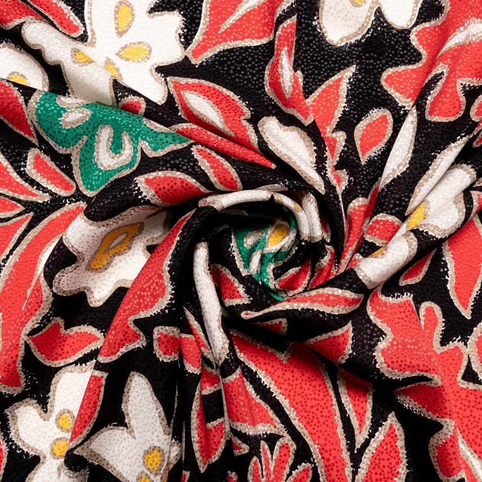 Large Floral Printed Silk Jacquard