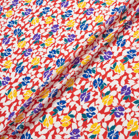 Floral & Leaf Printed Red Silk Jacquard