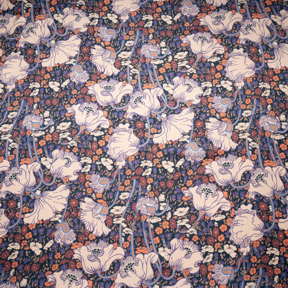 Peach Floral Liberty Pure Silk Twill