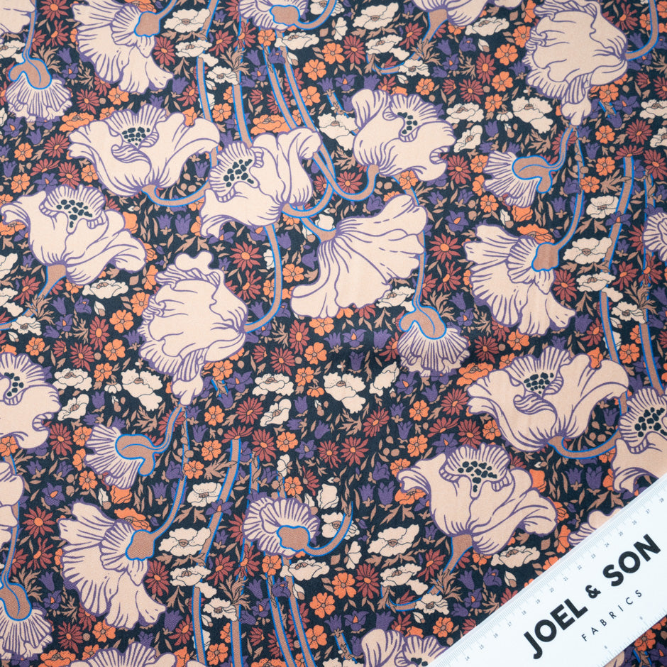 Peach Floral Liberty Pure Silk Twill