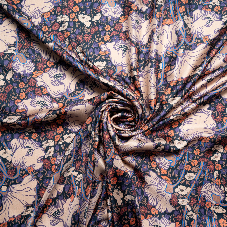 Peach Floral Liberty Pure Silk Twill