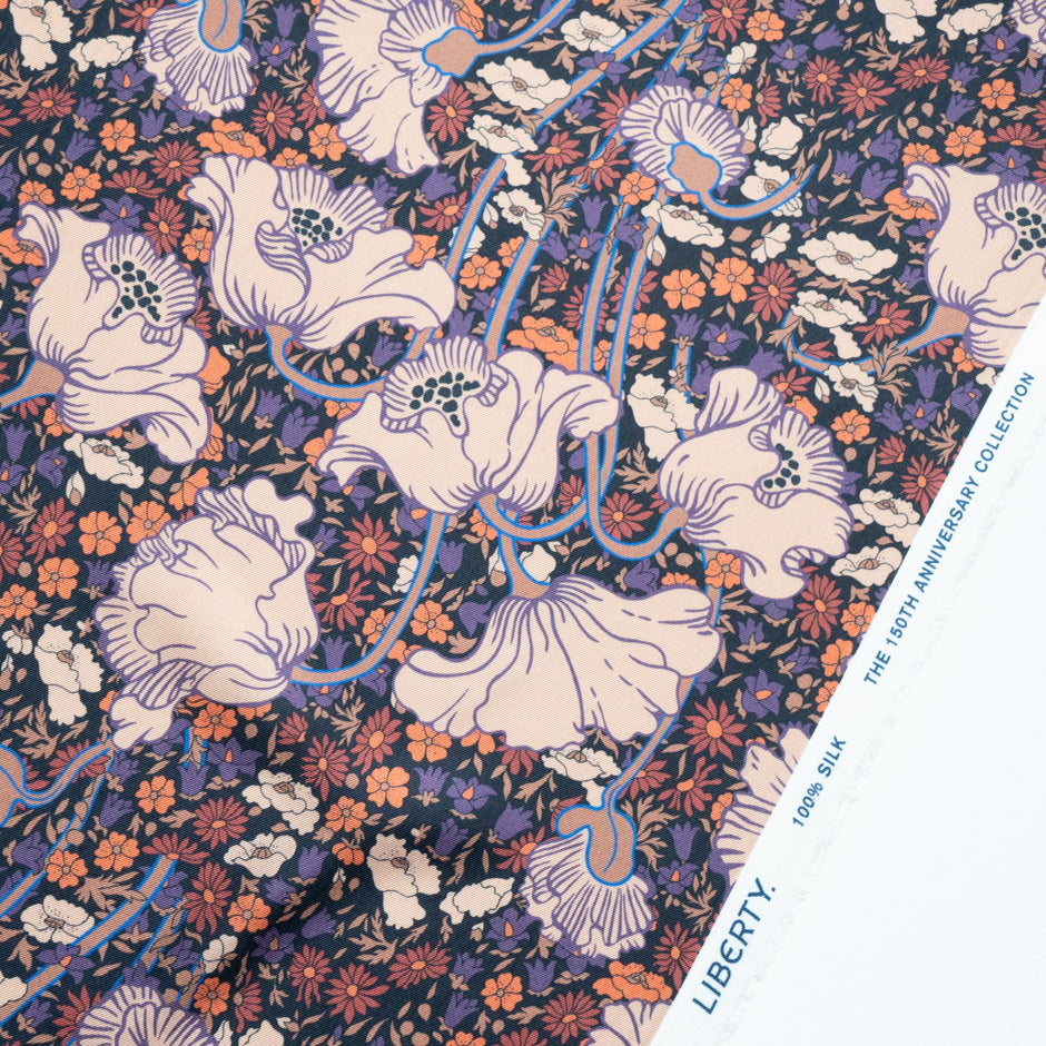 Peach Floral Liberty Pure Silk Twill