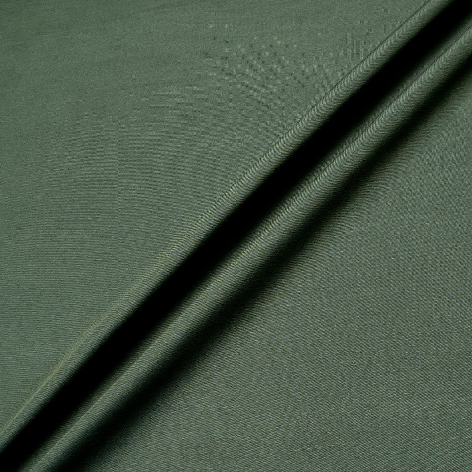 Dark Olive Green Silk & Linen Blend