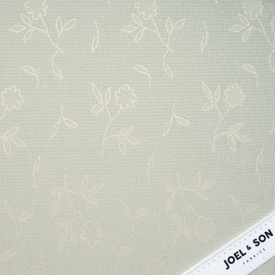 Pale Green & Cream Floral Jacquard Brocade