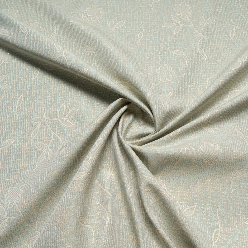 Pale Green & Cream Floral Jacquard Brocade