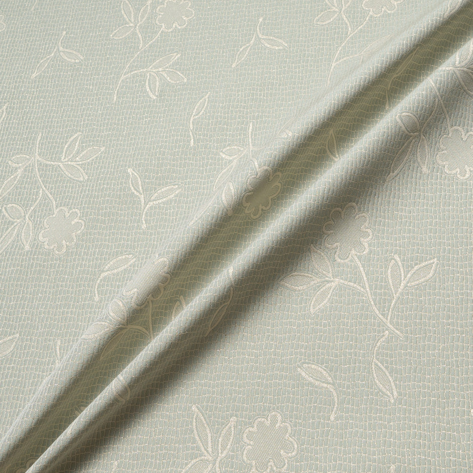 Pale Green & Cream Floral Jacquard Brocade