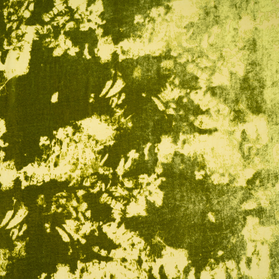 Rich Pea Green Abstract Devoré Velvet