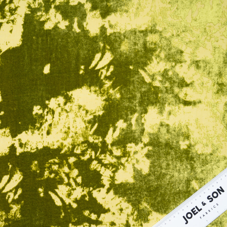 Rich Pea Green Abstract Devoré Velvet