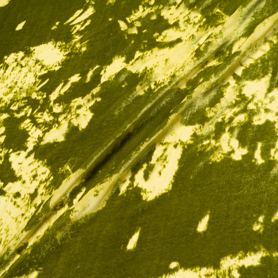Rich Pea Green Abstract Devoré Velvet