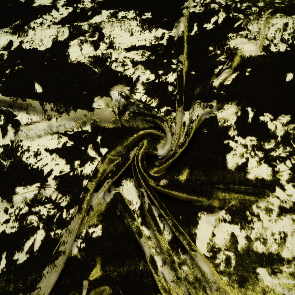 Abstract Silk Blend Dark Moss Devoré Velvet