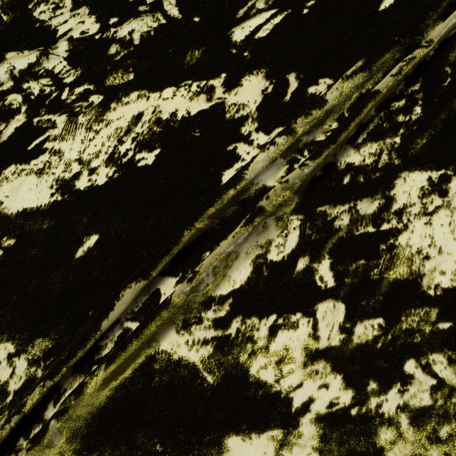 Abstract Silk Blend Dark Moss Devoré Velvet