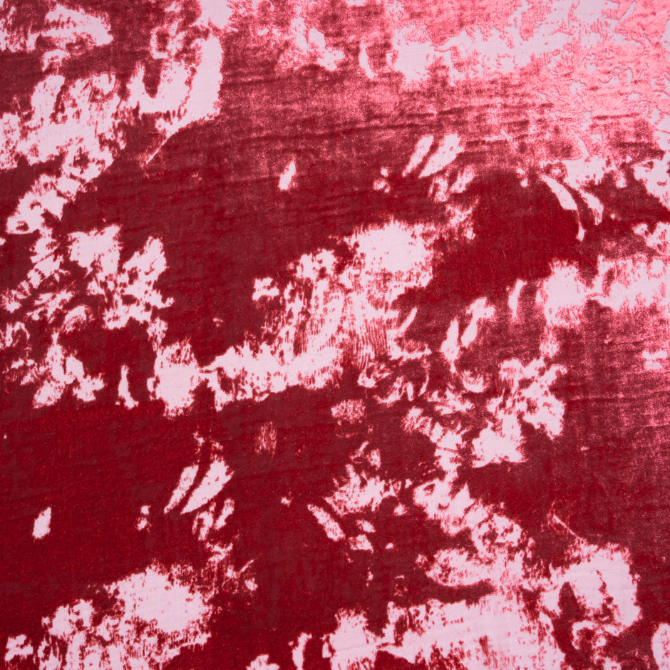 Deep Cherry Pink Abstract Devoré Velvet