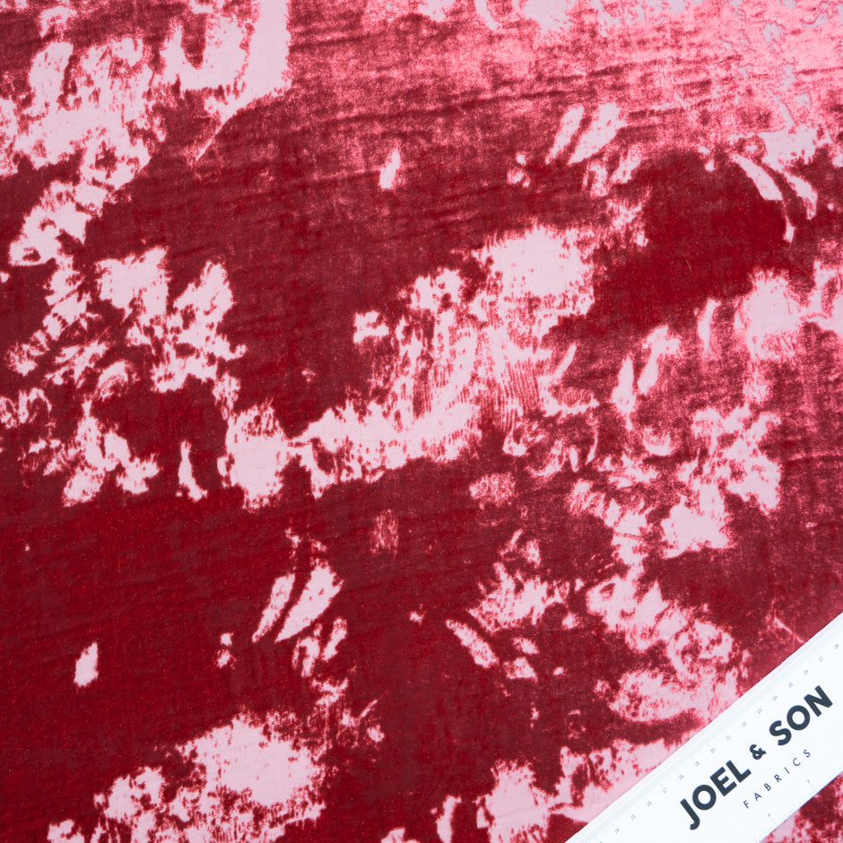 Deep Cherry Pink Abstract Devoré Velvet