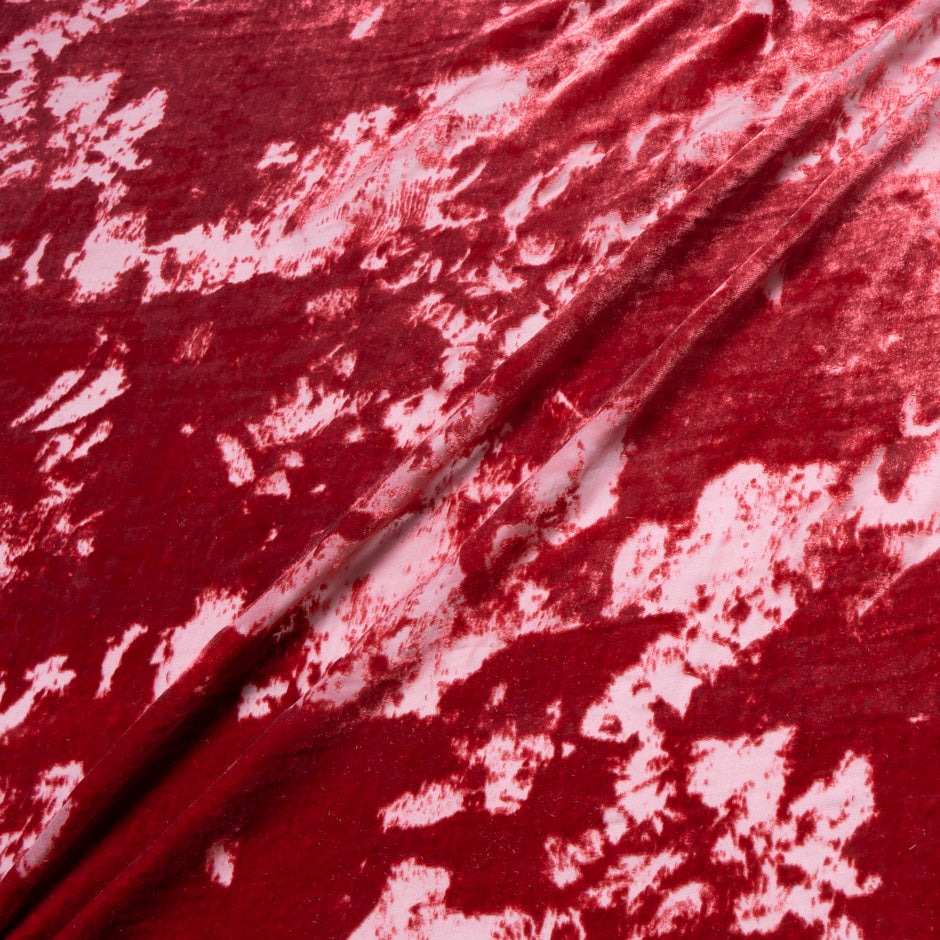 Deep Cherry Pink Abstract Devoré Velvet