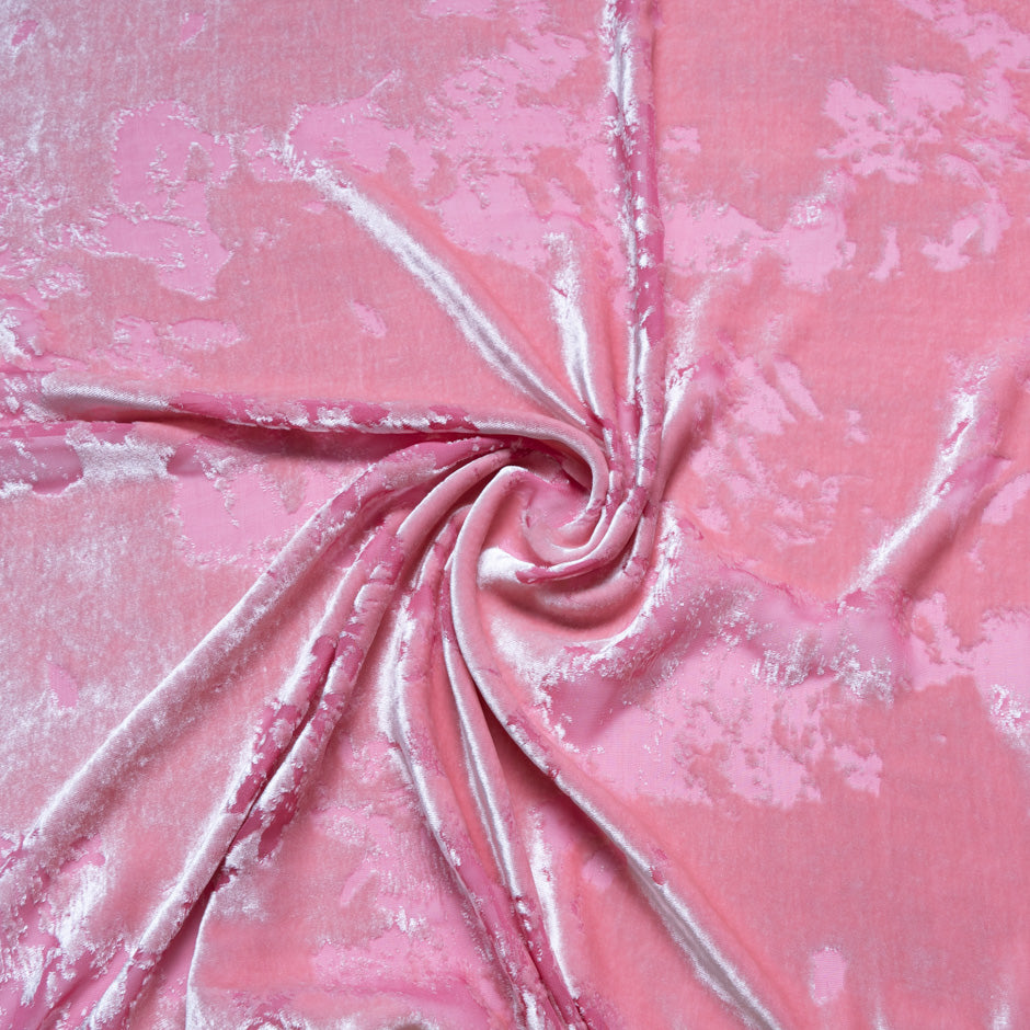 Candy Floss Pink Abstract Devoré Velvet